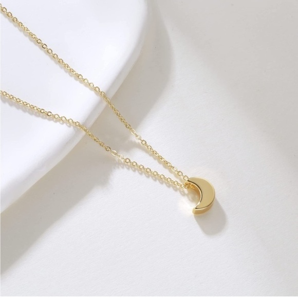 GOLD 14k Gold Plated Moon Pendant Necklace - Picture 2 of 2